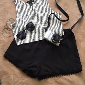 Brandy Melville Black Crochet Trimmed Shorts